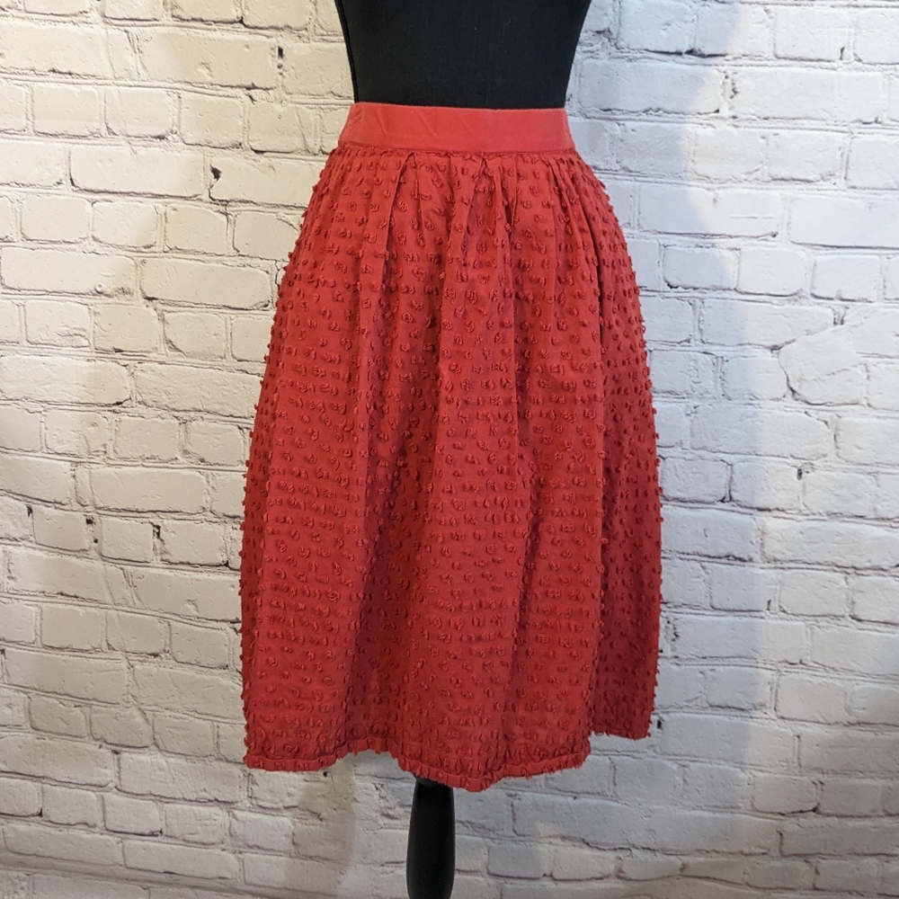 J.Crew Orange Cotton Clip-Dot Skirt